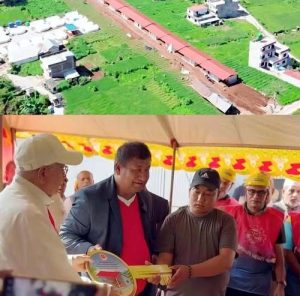 केपी ओलीद्वारा भोटेकोशी बाढीपीडितलाई अस्थायी घरको साँचो हस्तान्तरण, जिफन्टले बनायो १८ घर
